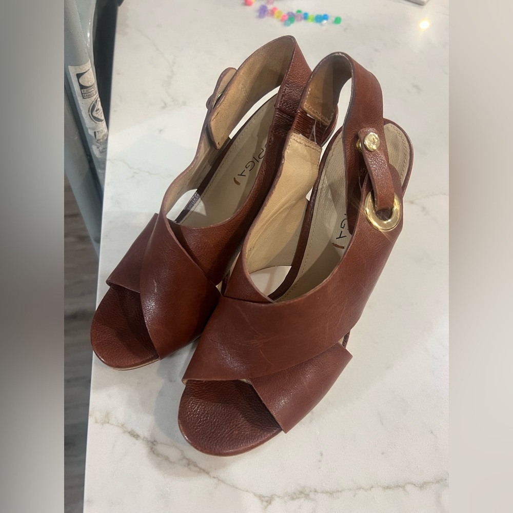 Via Spiga Brown Leather Heeled Sandals